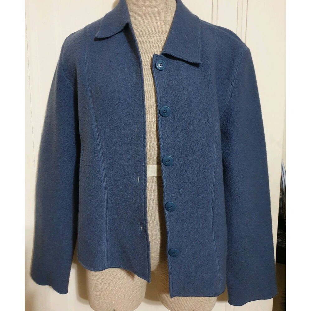 ANN TAYLOR Blue Sweater Cardigan Button Down 100% Wool Size Medium